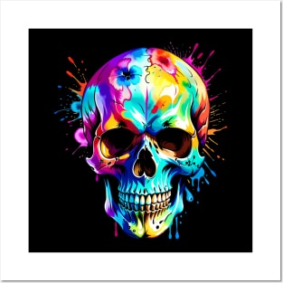 Colored Skull Design in Vibrant Vector Style Posters and Art